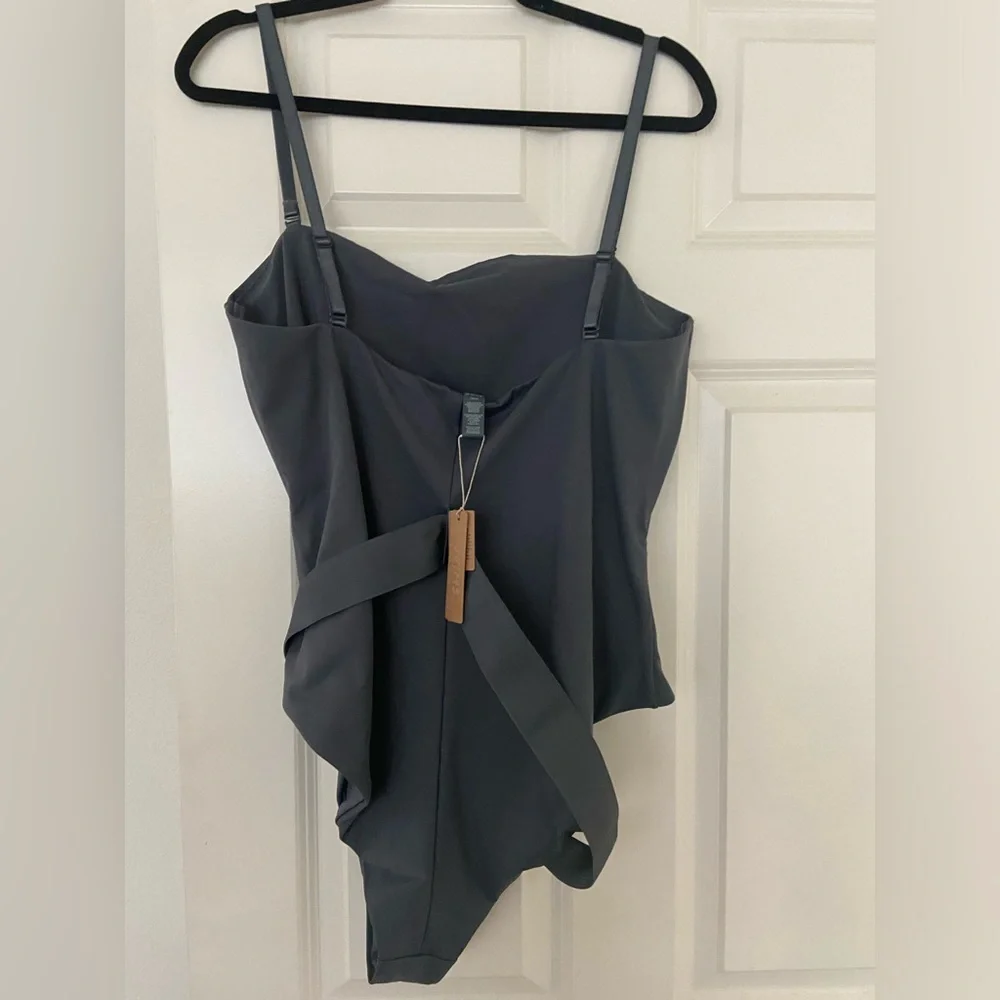 SKIMS sculpting swim one piece Gunmetal 3X